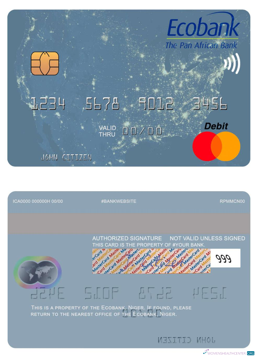 Download Niger Ecobank mastercard Photoshop template